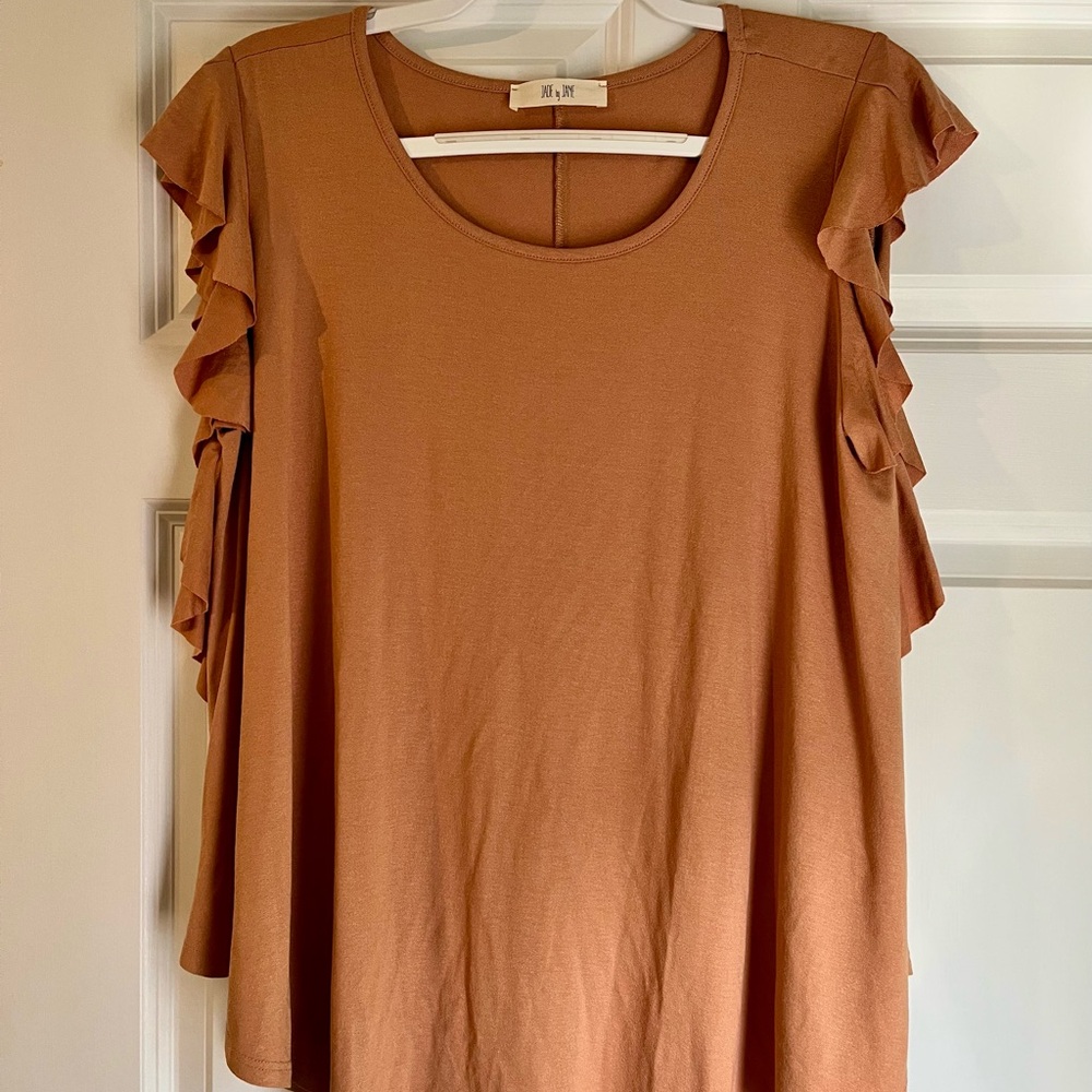 NWOT Apricot Ruffle Sleeve Top‎